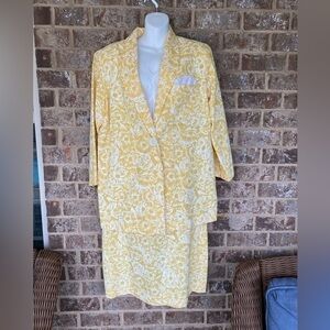 Vintage Le Art dress with jacket size 15-16 Secretary yellow white floral Y2K